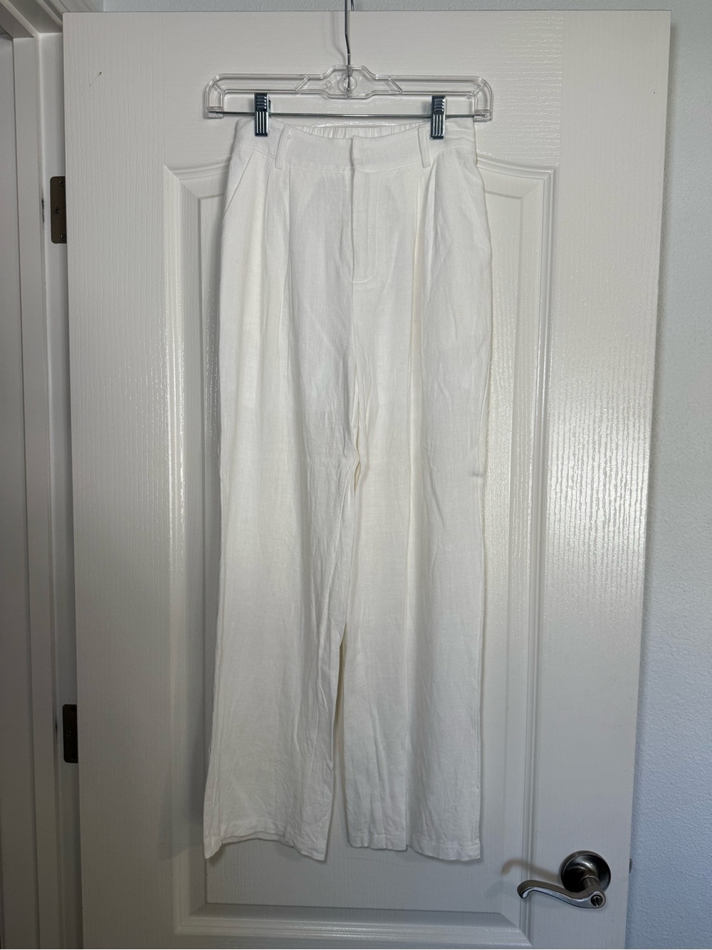 SHEIN White Straight-Leg Linen Blend Women’s Pants Size XS